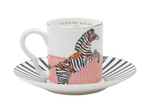 Load image into Gallery viewer, DOG AND ZEBRA ESPRESSO CUP &amp; SAUCERS, SET OF 2
