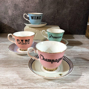 PASTEL WINE TEA CUP AND SAUCER