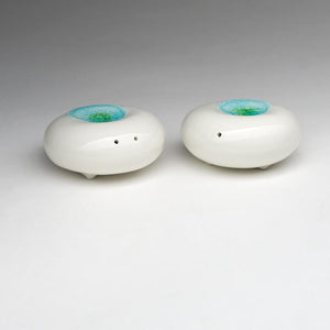 Porcelain 'Beach Stones' with Glass Salt & Pepper Shakers | Handmade Ceramic River Rocks - Pebbles
