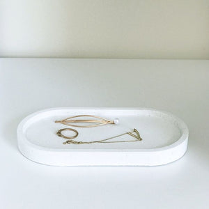 Oval concrete tray/organiser (white colour)