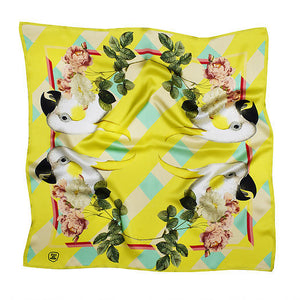 PARROTS & ROSES SILK SCARF