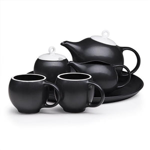 Milk and Sugar set: Beautiful Black and White ceramic Sugar bowl and Creamer