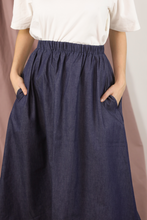 Load image into Gallery viewer, Blue Denim A-Line Skirt
