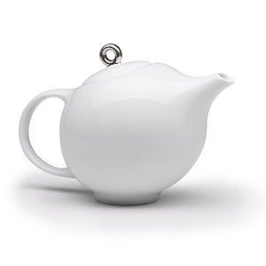 Modern Teapot in White & Silver Ceramic | Inspired by Eva Zeisel | Design Award Winner | Published in New York Times