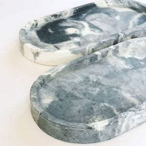 Concrete oval/organiser tray (marble colour)