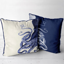 Load image into Gallery viewer, Collection – 2 Cushions, Octopus, Navy Blue and Cream, Cushion / Throw Pillow
