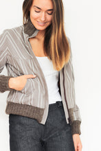 Load image into Gallery viewer, Brown Striped Bomber Jacket
