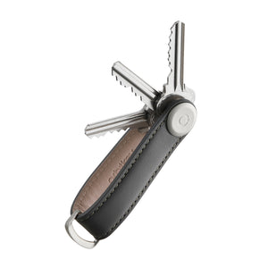 Leather Key Orgniser - Charcoal with Grey stitch