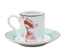 Load image into Gallery viewer, CHEETAH AND BIRD ESPRESSO CUP &amp; SAUCERS, SET OF 2
