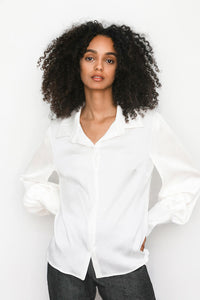 White Hammered Silk Shirt