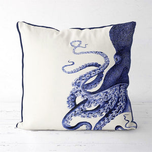 Collection – 2 Cushions, Octopus, Navy Blue and Cream, Cushion / Throw Pillow