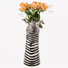Load image into Gallery viewer, Large Hand-painted Stoneware Zebra Vase
