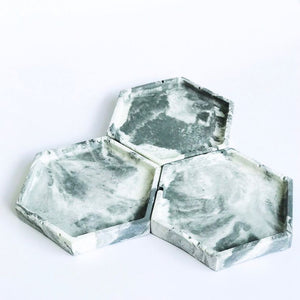 Concrete hexagonal tray/organiser (marble colour)