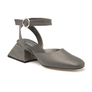 Mules with Ankle Straps- Smoke Grey