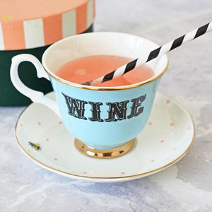 PASTEL WINE TEA CUP AND SAUCER