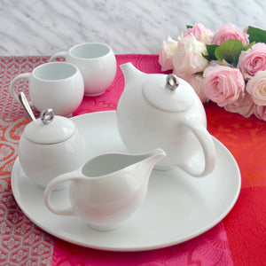 Beautiful Ceramic Teacups | Glossy White Porcelain Mugs | set of 2