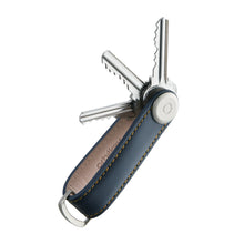 Load image into Gallery viewer, Leather Key Organiser - Navy with Tan Stitch
