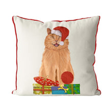 Load image into Gallery viewer, Cat with Christmas Gifts, Cushion / Throw Pillow
