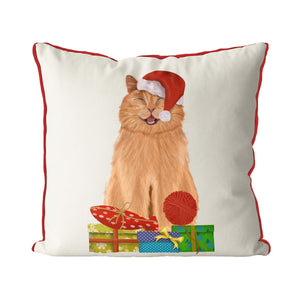 Cat with Christmas Gifts, Cushion / Throw Pillow