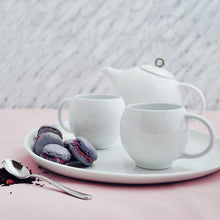 Load image into Gallery viewer, Modern tea set in White &amp; Silver | Porcelain tea service Inspired by Eva Zeisel | Design Award Winner | Published in New York Times
