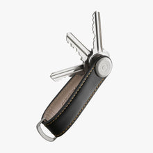 Load image into Gallery viewer, Leather Key Organiser - Black with Tan Stitch
