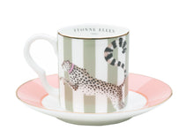 Load image into Gallery viewer, CHEETAH AND BIRD ESPRESSO CUP &amp; SAUCERS, SET OF 2
