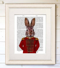 Load image into Gallery viewer, Military Rabbit in Red, Rabbit Book Print / Art Print
