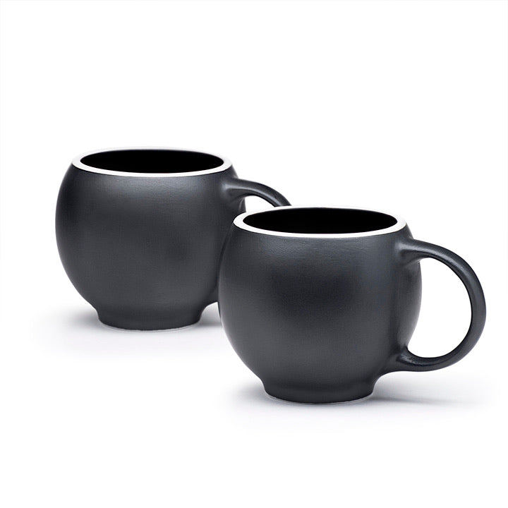 Beautiful Ceramic teacups | Black and White stoneware Mugs | Set of 2