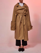 Load image into Gallery viewer, Bi color Trench Coat = Two High Waist Trousers
