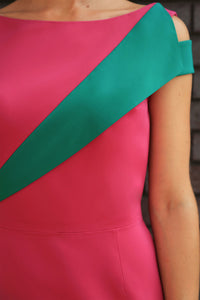 Colour Block Dress - Fushia/Emerald