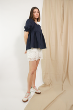 Load image into Gallery viewer, Navy Short Sleeve Top
