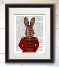 Load image into Gallery viewer, Military Rabbit in Red, Rabbit Book Print / Art Print
