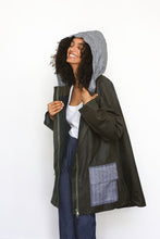 Load image into Gallery viewer, Dark Green Oilskin Hooded Jacket
